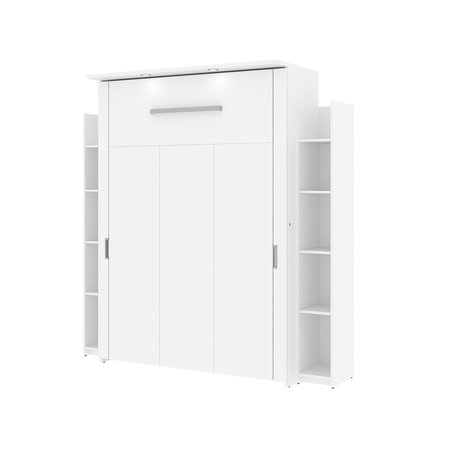 BESTAR Bestar Lumina Full Murphy Bed with 2 Shelving Units (79W) in white 85895-17